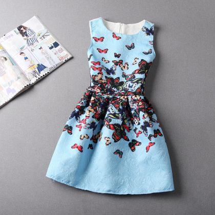 Cute Jacquard Printed Sleeveless Vest Dress..